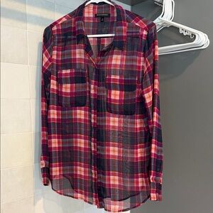 Banana Republic Red and Blue Plaid Button-Down Shirt